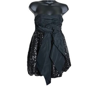 LoveShackFancy NWT Black Sequin Bubble Mini Dress Sz 0 *FLAWED READ DESCRIPTION*